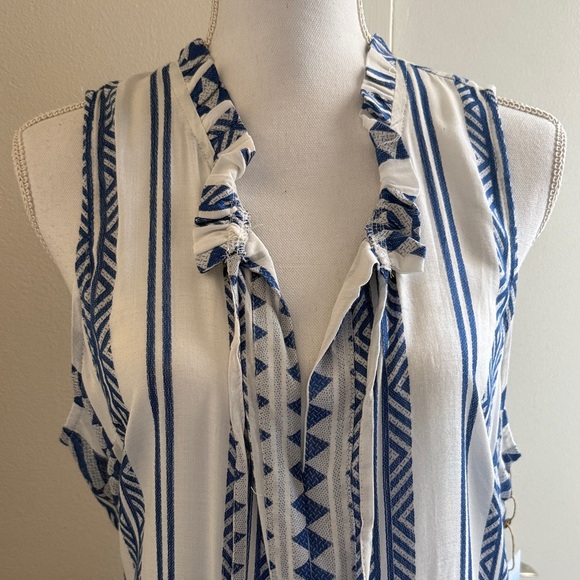 Japna Blue and White Geometric Maxi Dress - Picture 3 of 6
